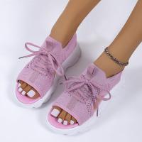 Nuevas Sandalias Casuales para Mujer 2025 con Cordones, Punta Abierta, Suela Gruesa y Tejido Flyknit, Talla Grande 43 - details 4