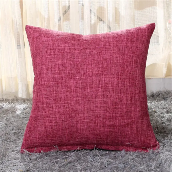 Bonenjoy Funda de cojín de lino grueso, cubierta de almohada de Color sólido para sofá/coche/oficina, decoración del hogar, 45x45/55x55, 1 unidad - 1