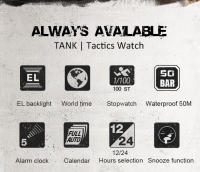 NORTH EDGE TANK reloj de hombre hora mundial 50 metros resistente al agua - details 1