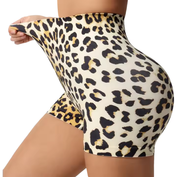 Pantalones cortos de leopardo para mujer Pantalones de entrenamiento para levantamiento de glúteos - 1