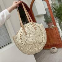 Bolso redondo de paja tejido a la moda, bolso de mano bohemio hecho a mano, bolso de hombro tejido de gran capacidad hueco, bolso de viaje - details 4