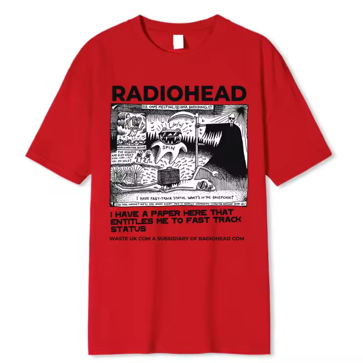 Radiohead - Camiseta Retro Clásica para Hombre, Estilo Hip Hop, Gira de Rock de América del Norte, 100% Algodón, Talla Grande - 1