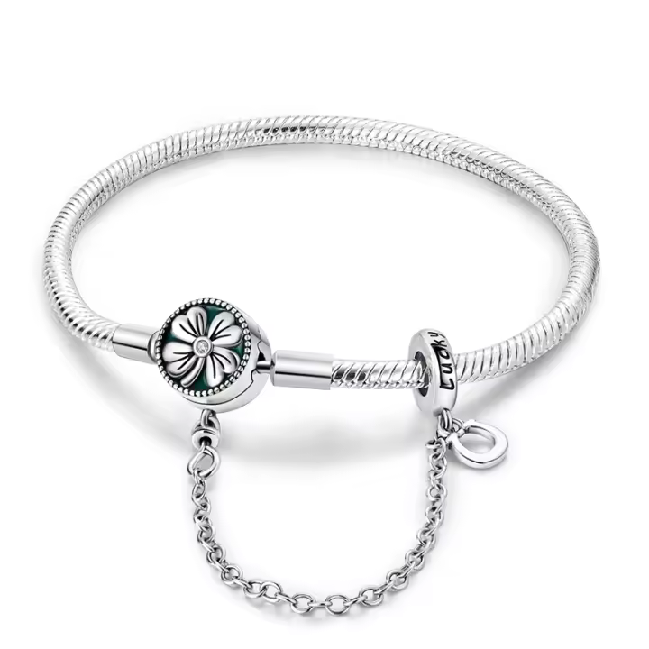 Collar clásico de Plata de Ley 925 para mujer, collar circular Simple, compatible con cuentas originales, joyería de cumpleaños y boda - 1