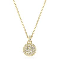 Swarosk-colgante de disco de circonio pavimentado chapado en oro, colgante de cristal redondo transparente de plata, collar, regalo de joyería para mujer ﻿ - details 0