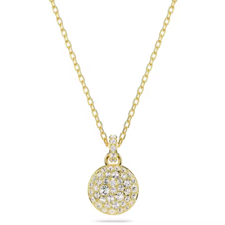 Swarosk-Colgante de Disco de circoncio pavimentado Chapado en oro, Colgante de Cristal Redondo transparente de Plata, collar, Gift de joyería para Mujer \ ufeff - 1