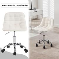 Tocador Giratorio, Silla Ergonómica Escritorio con Respaldo, Taburete Bajo con Asiento Ajustable de Altura - details 3