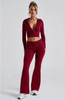 Conjunto de dos piezas de moda para mujer, Top con capucha, pantalones informales, ajustados, primavera - details 24