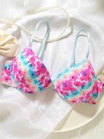 Sujetador con aros y estampado colorido para mujer, lencería con Tirantes ajustables en todas las estaciones, ropa interior femenina para todos los días - details 0