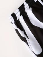 Conjunto Casual de Verano Camiseta y Pantalones de Poliéster 100% Cuello de Lengua, Tela Tejida No Elástica Impresión a Rayas Irregulares Ajuste Regular 120g/m² - details 12