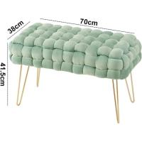 Taburete Moderno de Terciopelo Otomano Rectangular con Patas de Metal Dorado Taburete Acolchado - details 9