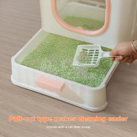 PAWZ Road Caja de arena plegable para gatos con cuchara para arena, inodoro grande para gatos, entrada frontal y salida superior, bandeja de arena para gatos fácil de limpiar con tapa, suministros para mascotas - details 7