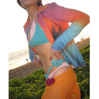Conjuntos de bikini para mujer Traje de baño de cuatro piezas con cuello en V Traje de baño con bloques de color Conjuntos de bikini triangulares con cordón halter - details 10