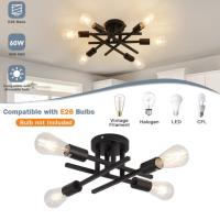 Lámpara Led de techo moderna para sala de estar, accesorio de iluminación interior, Base de bombilla E26, color negro, estilo nórdico minimalista - details 0