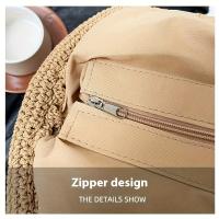 Bolso tejido de hilo de moda con borlas de cuentas de madera, un nuevo bolso de paja con diseños recortados, perfecto para vacaciones y salidas a la playa, un accesorio versátil para mujeres. - details 0