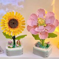 Bloques de construcción en maceta de flores eternas para niños, juego de juguetes creativos, decoración de mesa, regalo de Navidad de vacaciones - details 0