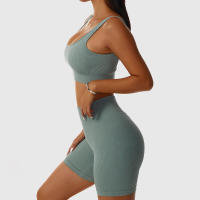 Conjunto de Yoga Sin Costuras para Mujeres Ropa Deportiva de Gimnasio de Cintura Alta - details 1