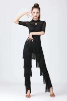 Top mujeres latinas, entrenamiento básico TRE para niñas, trajes de salón, baile de samba, tango, flamenco, camiseta de práctica de baile, 2024 - details 5