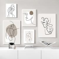 Cuadro de Lienzo Abstracto en Blanco y Negro con Líneas Minimalistas Impresión Nórdica Póster de Mujer Arte de Pared Moderno para Sala de Estar Decoración de Iluminación y Arte - details 2