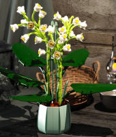 Ramo de flores de Cymbidium Faberi Bonsai, planta en maceta, decoración del hogar, bloques de construcción, juguetes para niños - details 23