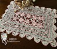 Mantel de crochet de algodón de color Junwell, funda de sofá con lámpara, posavasos ENCE hecho a mano, rosa de granja clásica en 3D, 45 cm - details 7