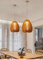 TOMAXIN Lámpara colgante de techo de madera para restaurante, dormitorio en forma de calabaza, estudio, bar, cafetería, retro - details 4