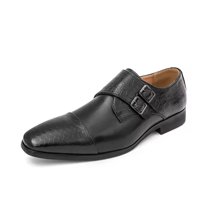 Zapatos de hombre con punta en pico, zapatos de vestir, zapatos formales con hebilla a la moda para adultos - 1