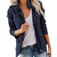 Primavera otoño chaquetas de mujer casual stand collares chaqueta abrigos señoras - details 2