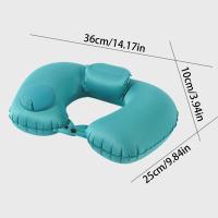 Almohada de viaje inflable en forma de U, prensa de mano suave para inflar la almohada, almohadilla portátil para reposacabezas para ahorrar espacio, turista - details 0