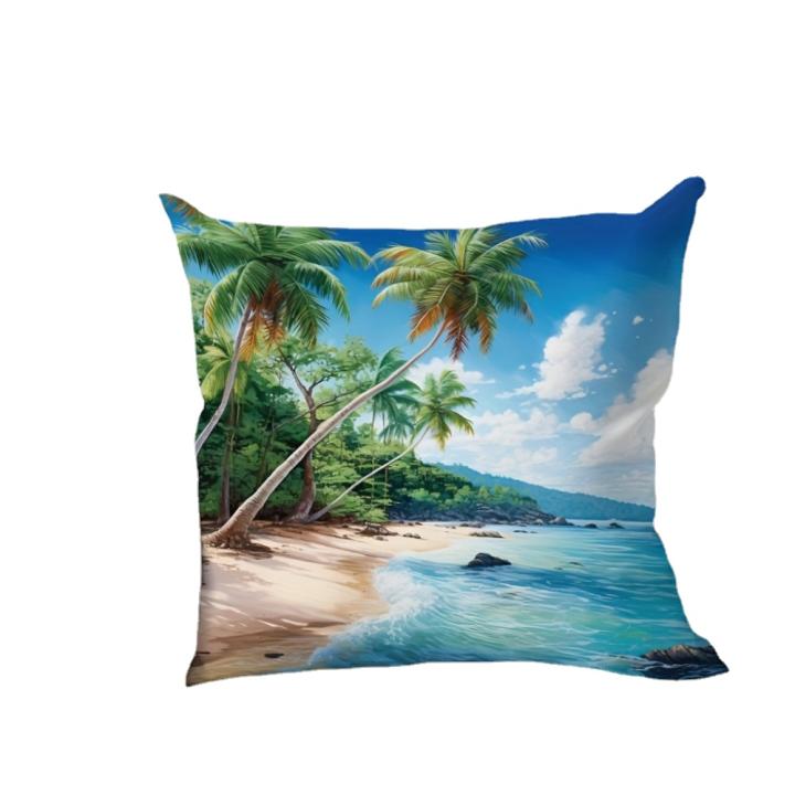 EHOMERY Funda Cojín Algodón Fundas Almohada Sofa Océano De Dibujos Animados Poliéster Hogar Y Cocina Funda Cojín Algodón Fundas Almohada Sofa Decoración De Sofás Azul 50X50 Cm