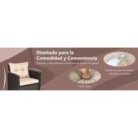 Conjunto de Muebles de Jardín, 3 Piezas de Ratán para Exterior, 2 Sillones con Cojines y 1 Mesa