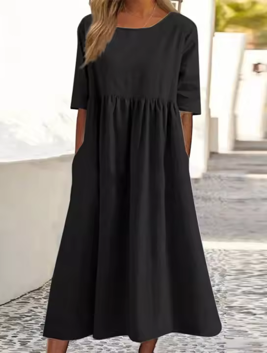 Vestido de verano de manga corta para mujer, vestidos holgados con cuello redondo - 1