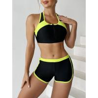 Conjunto deportivo de 2 piezas para mujer, traje de baño de color liso con cremallera, ropa de playa, novedad de 2023 - details 4