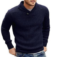 Suéteres de talla grande para hombre, jersey de color liso, tops de punto, ropa de otoño e invierno, 2024 - details 5