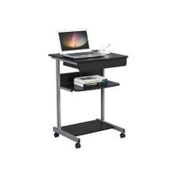 Escritorio de ordenador con cajón 112x70x50cm, escritorio para PC con estantería, mesa de oficina moderna para estudio, negro brillante. - details 7