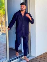 Conjunto Casual de Moda para Hombres Camisa con Cuello Alto de Algodón Deportivo de Lujo Ligero - details 1
