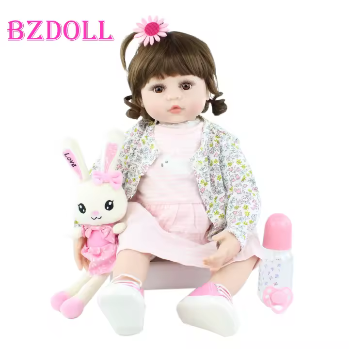 BZDOLL-Muñeca Reborn de silicona suave para niños pequeños, juguete realista de 60 CM y 24 pulgadas, bonita casa de juegos, regalo de Navidad para niñas - 1