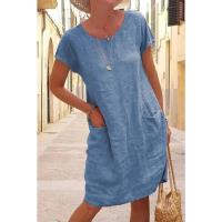 Vestidos informales para Mujer, novedad De verano 2025, vestido De manga corta De lino y algodón, Vestidos Negros para Mujer - details 2