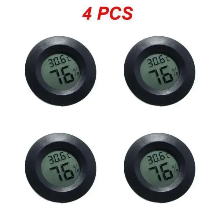 4 UDS Mini Fahrenheit o Celsius LCD Pantalla digital Medidor circular de temperatura y humedad para interiores - 1