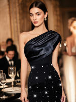 Elegante Vestido de Vendaje con Hombro Inclinado Diseño Distintivo de Alta Moda Francesa - details 5