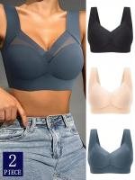 Ropa interior de 2 uds., sujetador sin costuras para mujer, Tops sexis de talla grande, ropa interior pequeña y cómoda sin anillo de acero - details 0