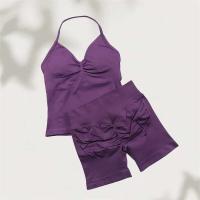 Conjunto de Yoga sin Costuras para Mujer Tanga Largas con Cordones Ropa de Gimnasio de Verano - details 10