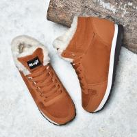 Botas De Hombre Invierno Casuales Confortables Con Peluche Plush Suela De Goma Botines De Nieve Tacón Bajo Cordones round Toe - details 7