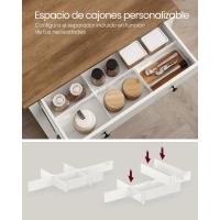 Aparador, Armario de Almacenaje con Cajón, Armario de Cocina con Puertas y Estante Regulable, Estilo Campo, para Salón, Comedor, 40 x 80 x 80 cm, Blanco Rústico y Marrón Miel - details 5