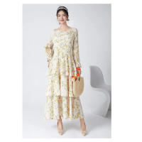 2025 Vestido de Primavera Otoño de Alta Calidad Floral Retro Manga Larga Linternas con Volantes Vestido Casual de Trabajo Talla - details 2