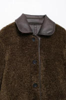 TRAFZA-abrigos reversibles para mujer, chaquetas marrones de manga larga con cuello vuelto y bolsillos, de una sola botonadura, a la moda, para invierno, 2024 - details 11