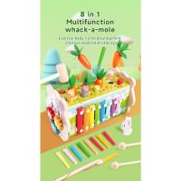 Juguetes Montessori para niños pequeños, juego de pesca de xilófono, martillo de madera para golpear, Whack A Mole, 8 en 1, 1 año - details 0