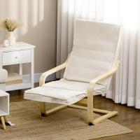 Silla Ajustable Reposapiés Diseño de Madera y Tela Carga de 120kg Ideal para Dormitorio, Oficina, Estudio Tamaño 66,5x94x100 cm Crema - details 3
