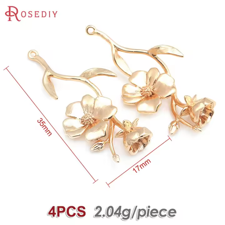 4 Uds. Colgantes de flores de latón de Color platino, suministros para hacer joyas de alta calidad, collar, pendientes, accesorios para mujer - 1