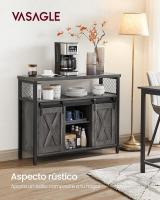 Aparador, Armario de Cocina, Armario de Almacenamiento, con 2 Puertas Correderas, 33 x 100 x 80 cm, Estantes Ajustables, para Salón, Marrón Rústico y Negro - details 26