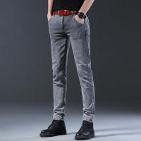 Nuevos Jeans Para Hombre Estilo Coreano Cómodos Y Ajustados De Cintura Media Pantalones Casuales De Desechabilidad mid Waist Gris - details 7